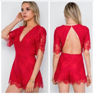 Red Lace Romper